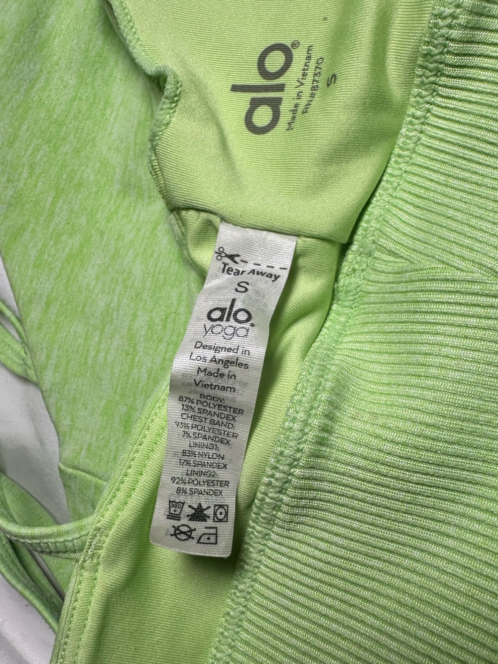 Alo Yoga Alosoft Lavish Bra Neon Lime Heather Green Strappy S - Picture 17 of 17